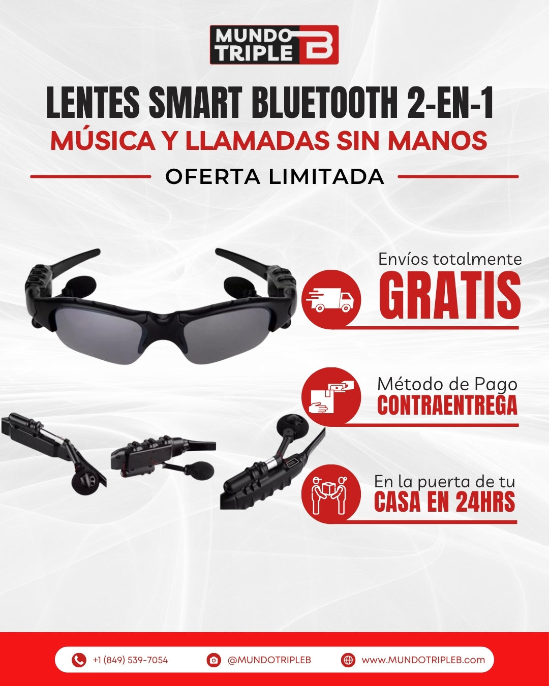 Lentes Bluetooth con Auriculares Integrados | Música y Llamadas Manos Libres