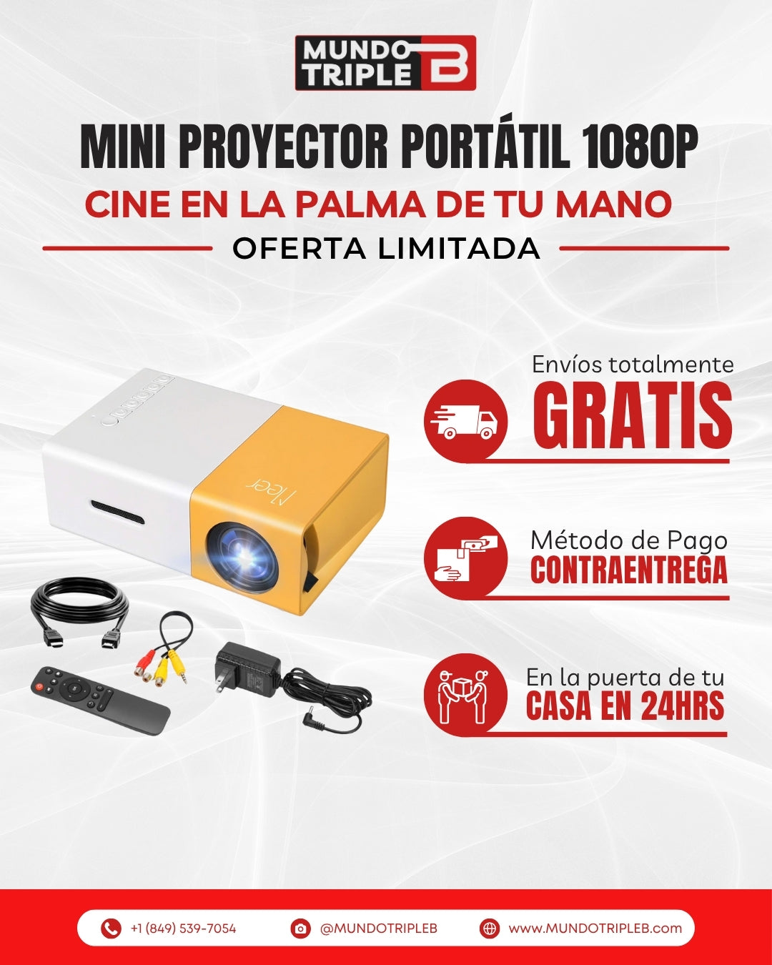 🎥 Mini Proyector Portátil 1080P | Cine en la Palma de tu Mano