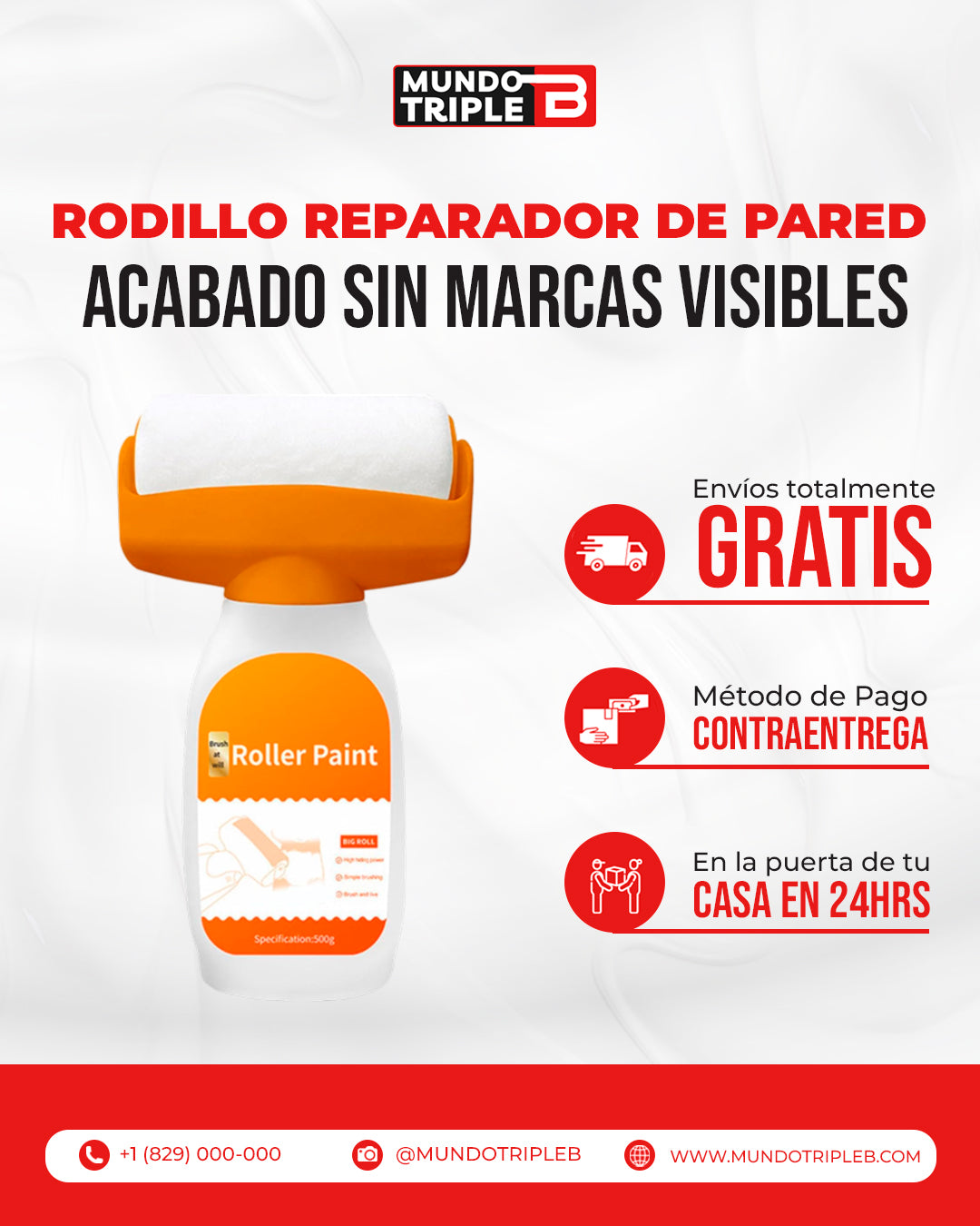 Rodillo Reparador de Pared RenovaRod™ | ¡Repara y pinta tus paredes en minutos sin dejar marcas!