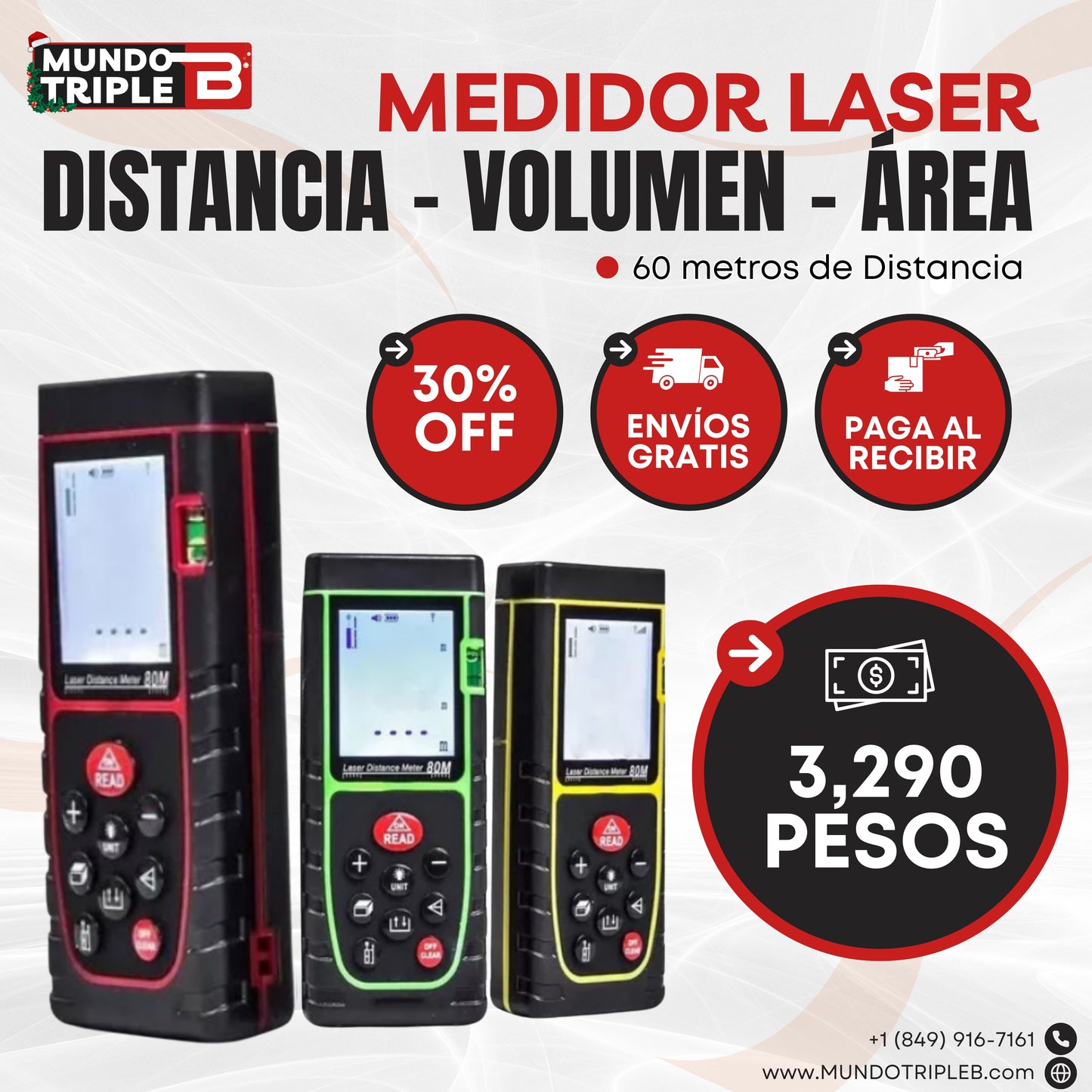 Medidor de Distancia Láser Marca MediTech™ | Medición instantánea y exacta: ¡Olvídate de la cinta métrica!