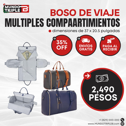 BOLSO DE VIAJE PLEGABLE CON MULTIPLES COMPARTIMENTOS