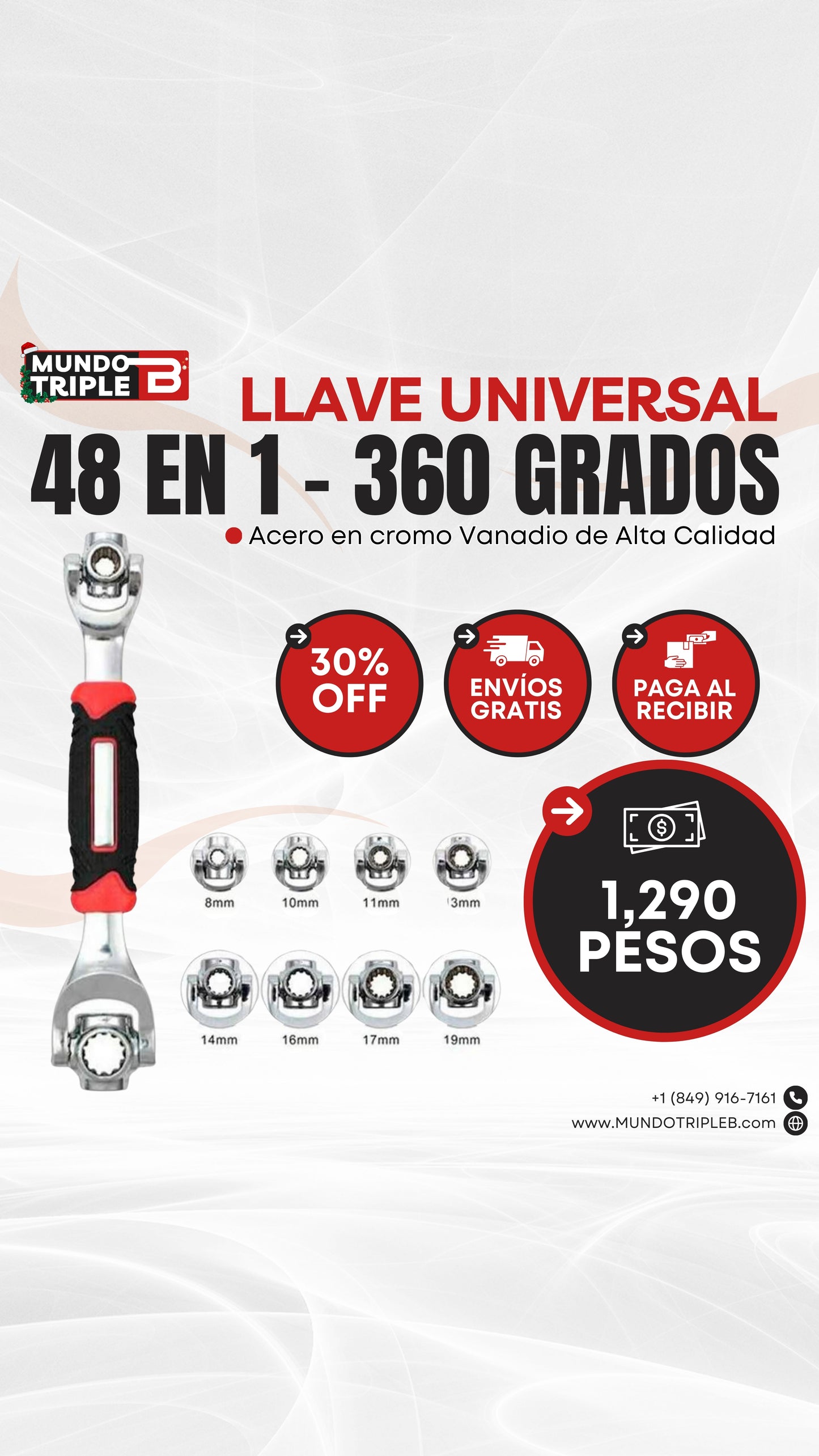 LLAVE UNIVERSAL 48 EN 1 360° | Alineación de Acero en Cromo Vanadio