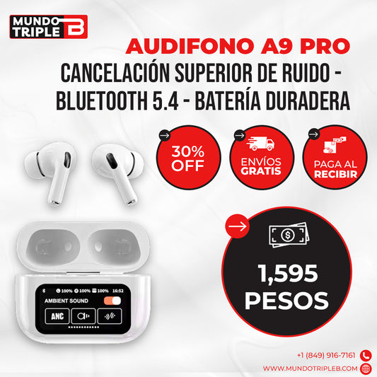 Audífonos Inalámbricos A9 PRO AudioZen™ | Controla tu sonido con un solo toque – ¡Tecnología avanzada a tu alcance!
