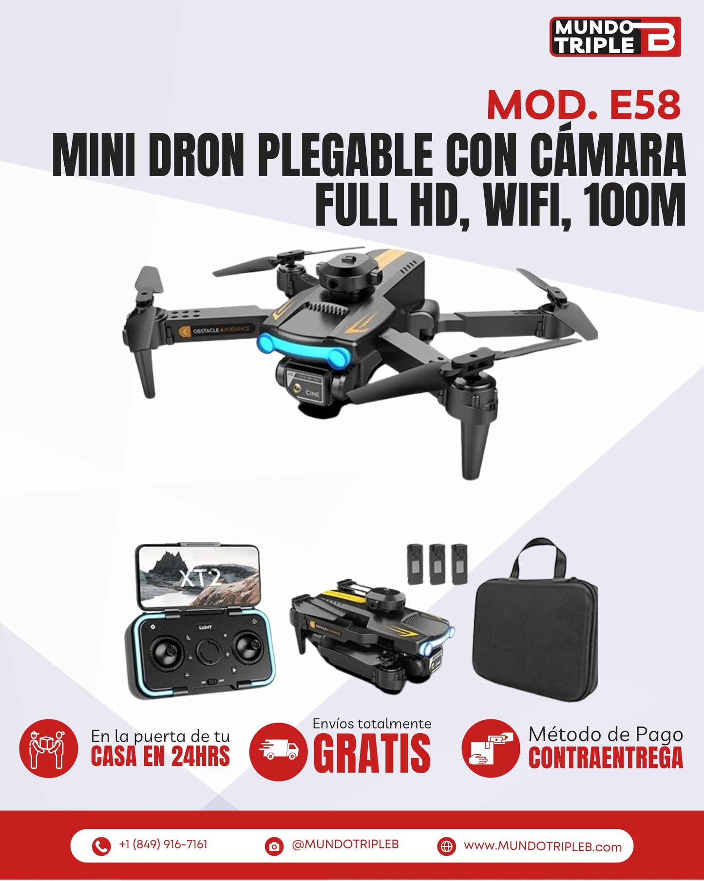 Dron Plegable con Wifi para Adultos y Niños