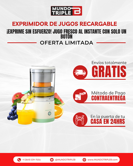Exprimidor de jugo recargable CitrusPower™ |  ¡Exprime sin esfuerzo! Jugo fresco al instante con solo un botón