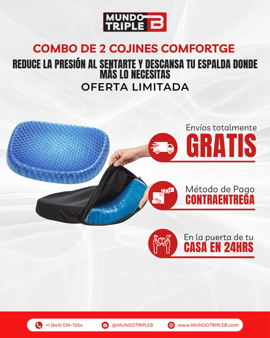 Combo de 2 Cojines ComfortGel | Reduce la presión al sentarte y descansa tu espalda donde más lo necesitas
