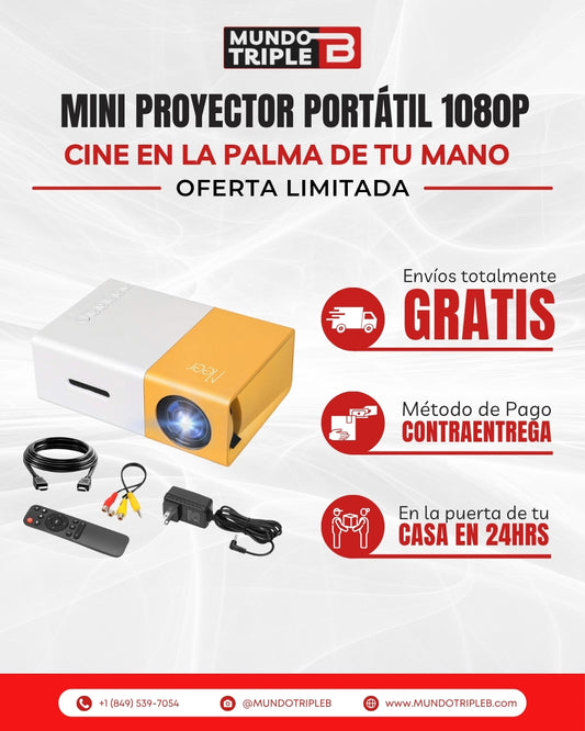 🎥 Mini Proyector Portátil 1080P | Cine en la Palma de tu Mano
