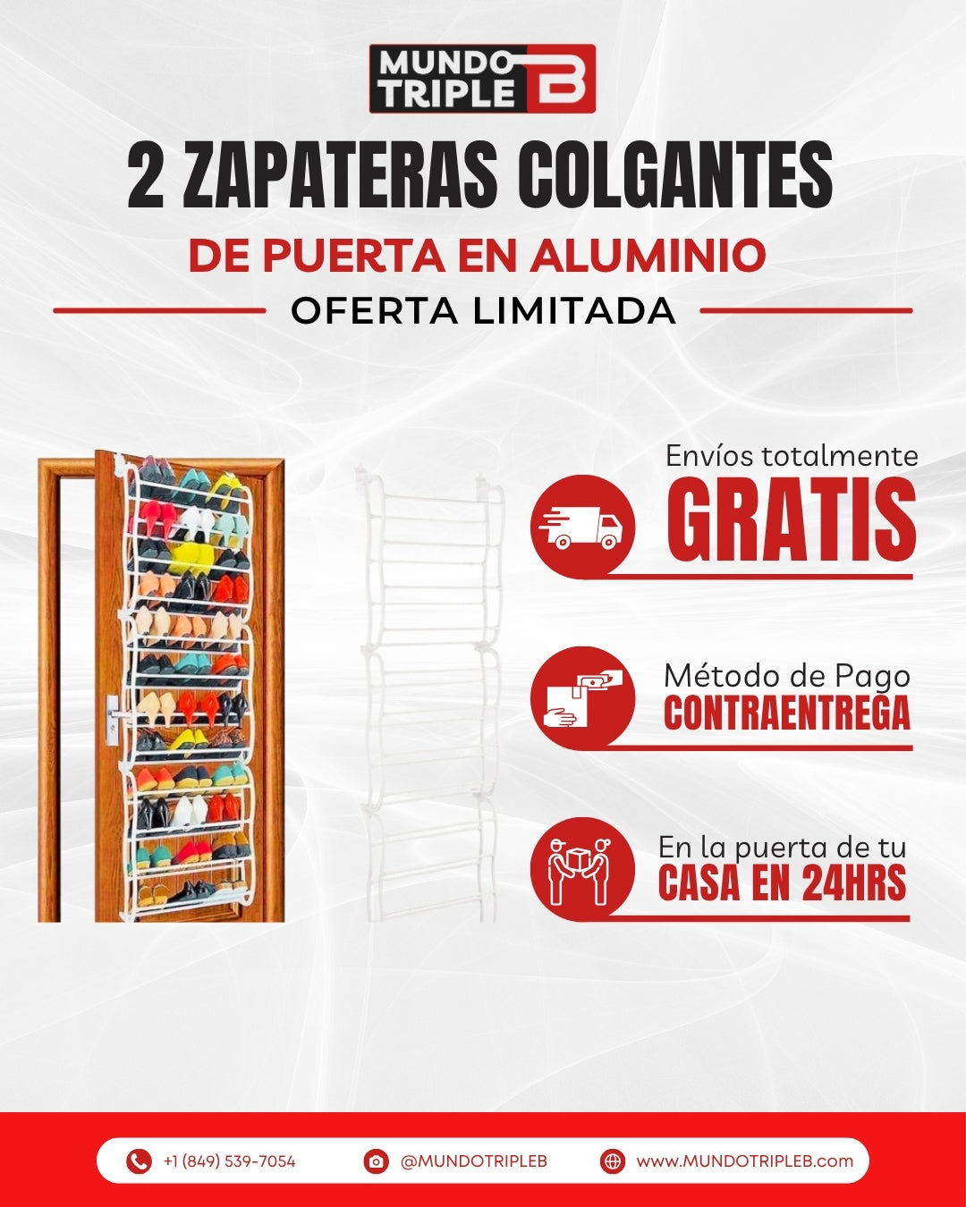 Combo 2 Zapateras Colgantes de Puerta en Aluminio | Ahorra espacio y ordena más