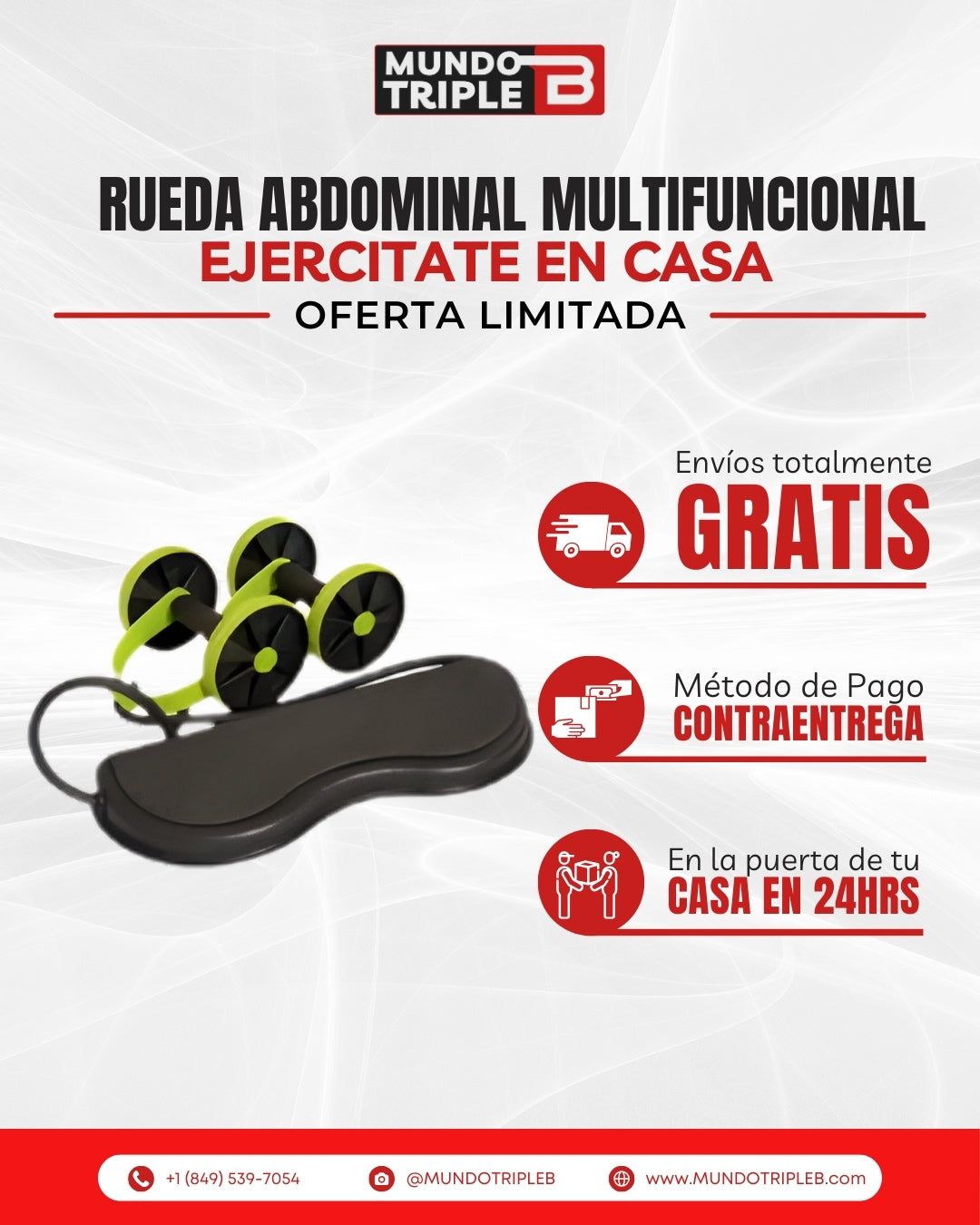 Rueda Abdominal con Bandas de Resistencia | Entrena Todo tu Cuerpo sin Salir de Casa