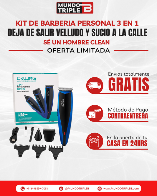 Kit de barberia Personal Darling 3 en 1 | Abejón + Trimmer + Trimmer de Nariz | Deja de salir velludo y sucio a la calle; sé un hombre clean