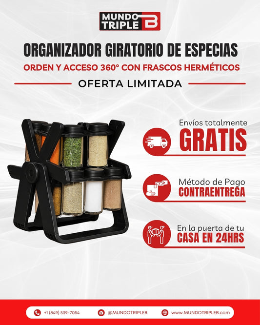 Organizador Giratorio de Especias con Frascos Herméticos | Orden y Estilo 360°