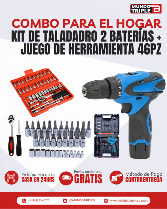 Combo: Taladro Recargable 12V + Set de Herramientas 1/4 PowerFix Pro™ | Potencia y Precisión en un solo Pack