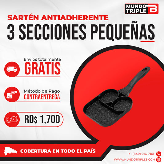 Sartén antiadherente 3 en 1 EasyCook Pro™ |  ¡Desayuno en minutos! Cocina 3 alimentos al mismo tiempo sin mezclar sabores