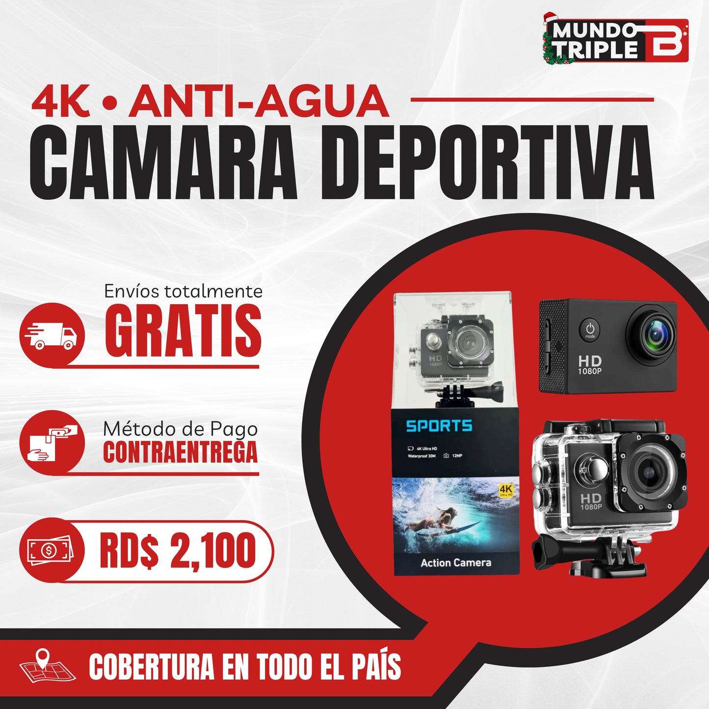CÁMARA DE ACCIÓN HD CON WIFI: Alta calidad, gran angular y accesorios incluidos para cualquier aventura