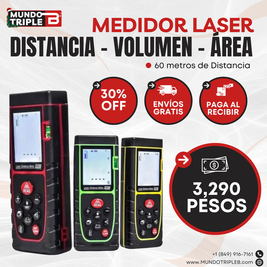 Medidor de Distancia Láser Marca MediTech™ | Medición instantánea y exacta: ¡Olvídate de la cinta métrica!