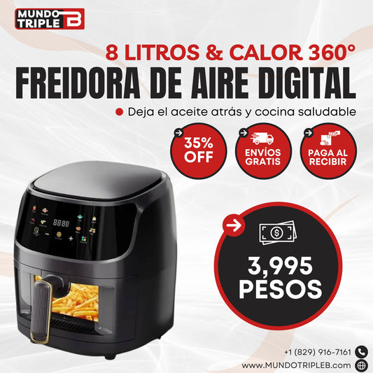 SilverCrest™ Freidora de Aire de 8 Litros con tecnología de calor 360° y pantalla táctil para una experiencia premium