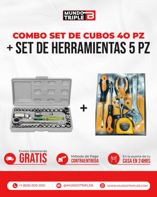 COMBO: Set de cubos 40 piezas + Set de 5 herramientas ToolMaster™ | Repara todo con facilidad – Set de cubos + herramientas esenciales
