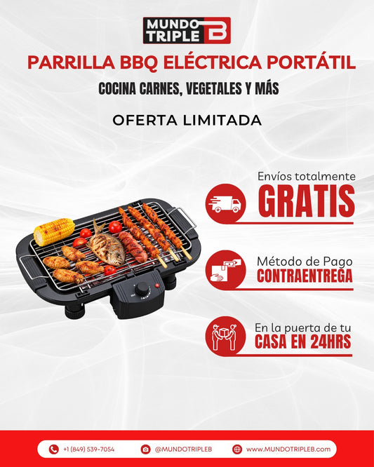 Parrilla BBQ Eléctrica Portátil | Cocina Carnes, Vegetales y Más