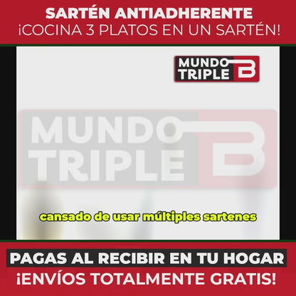 Sartén antiadherente 3 en 1 EasyCook Pro™ |  ¡Desayuno en minutos! Cocina 3 alimentos al mismo tiempo sin mezclar sabores